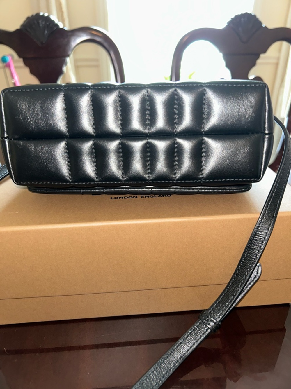Burberry Black Quilted Leather TB Logo Shoulder Bag with Gold Hardware - Picture 5 of 9